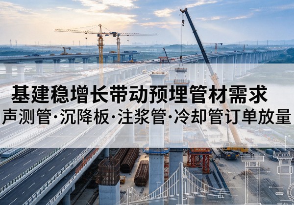 芙蓉基建稳增长带动预埋监测管材需求，声测管、沉降板、注浆管订单持续放量
